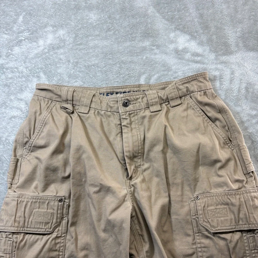 Duluth Trading Co Cargo Shorts Mens 32 Tan Flex Fire Hose Utility Workwear